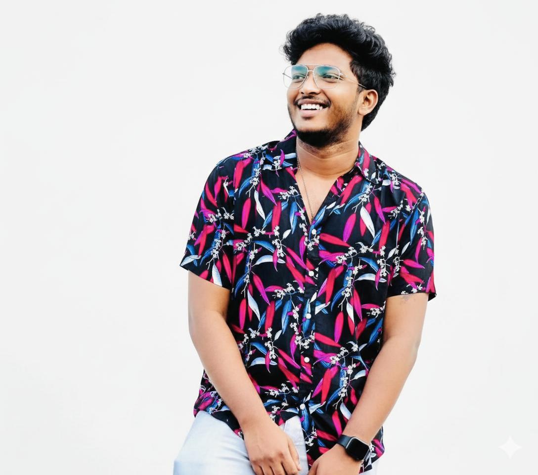 Men’s Premium Tropical Leaf Print Casual Shirt – Black & Pink